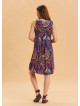 V Neck Button Detail Sleeveless Purple Bohemian Dress 4579